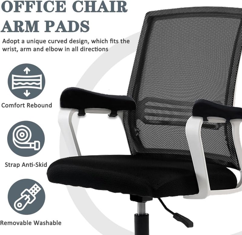 Shapeazy 2 Pack Office Chair Armrest Pads Covers,Arm Rest Pad with Memory Foam Elbow Pillow for Forearm Pressure Relief, Arm Rest Covers for Office Chairs, Wheelchair, Comfy Gaming Chair (Black) - Image 2